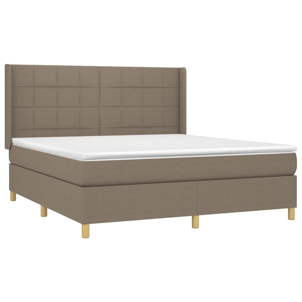 Κρεβάτι Boxspring με Στρώμα & LED Taupe 160x200 εκ. Υφασμάτινο