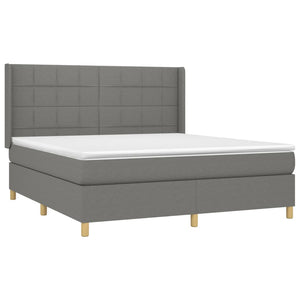 Κρεβάτι Boxspring με Στρώμα & LED Σκ.Γκρι 180x200 εκ Υφασμάτινο
