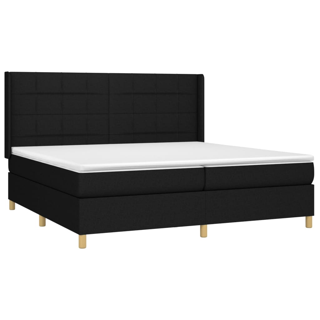 Κρεβάτι Boxspring με Στρώμα & LED Μαύρο 200x200 εκ. Υφασμάτινο - Pakobazaar