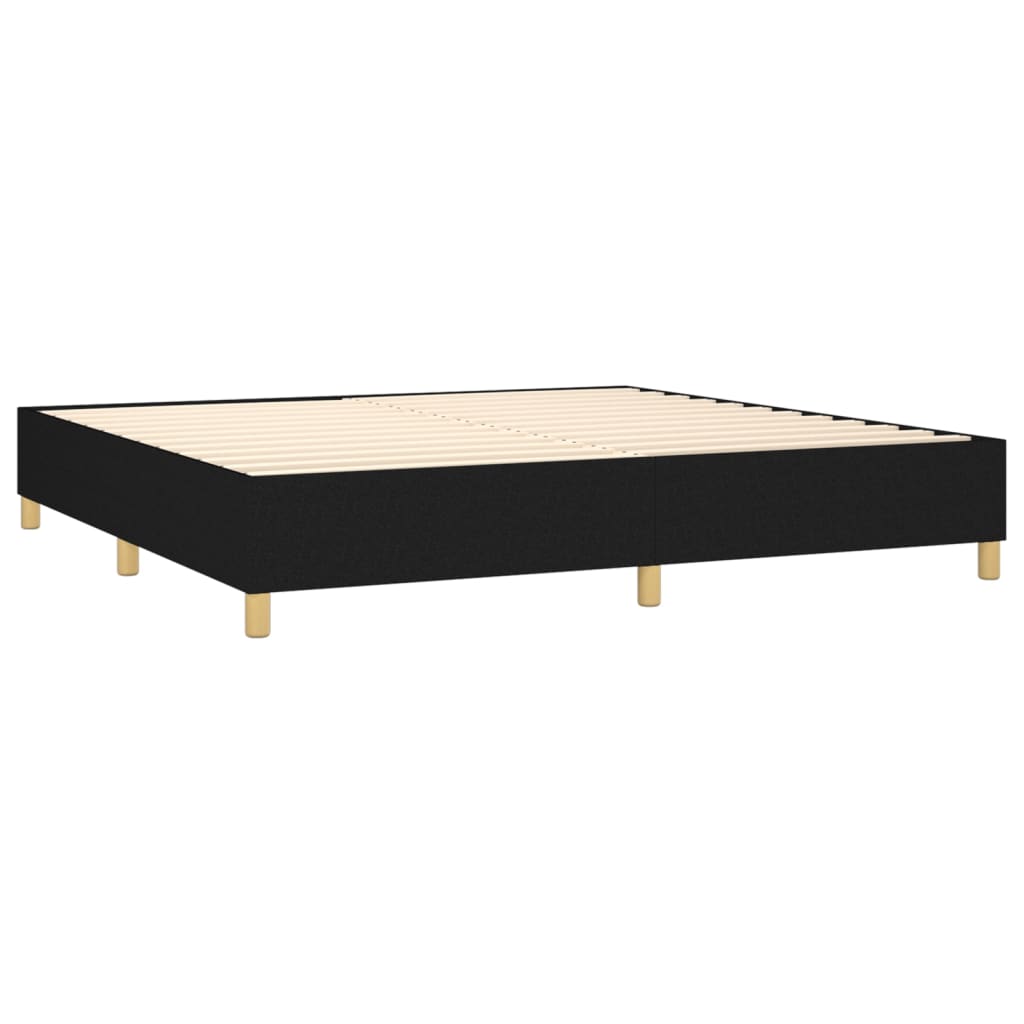 Κρεβάτι Boxspring με Στρώμα & LED Μαύρο 200x200 εκ. Υφασμάτινο - Pakobazaar