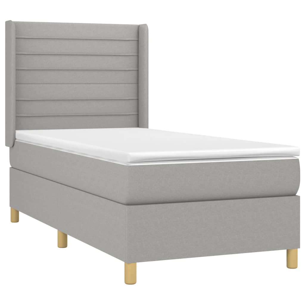Κρεβάτι Boxspring με Στρώμα & LED Αν.Γκρι 80x200 εκ. Υφασμάτινο