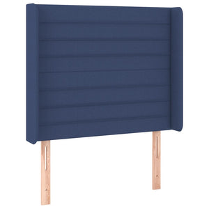 Κρεβάτι Boxspring με Στρώμα & LED Μπλε 90x190 εκ. Υφασμάτινο