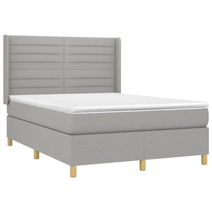 Κρεβάτι Boxspring με Στρώμα & LED Αν.Γκρι 140x190εκ. Υφασμάτινο