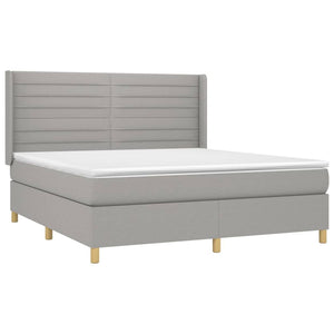Κρεβάτι Boxspring με Στρώμα & LED Αν.Γκρι 160x200εκ. Υφασμάτινο