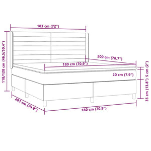 Κρεβάτι Boxspring με Στρώμα & LED Σκ.Καφέ 180x200εκ. Υφασμάτινο - Pakobazaar