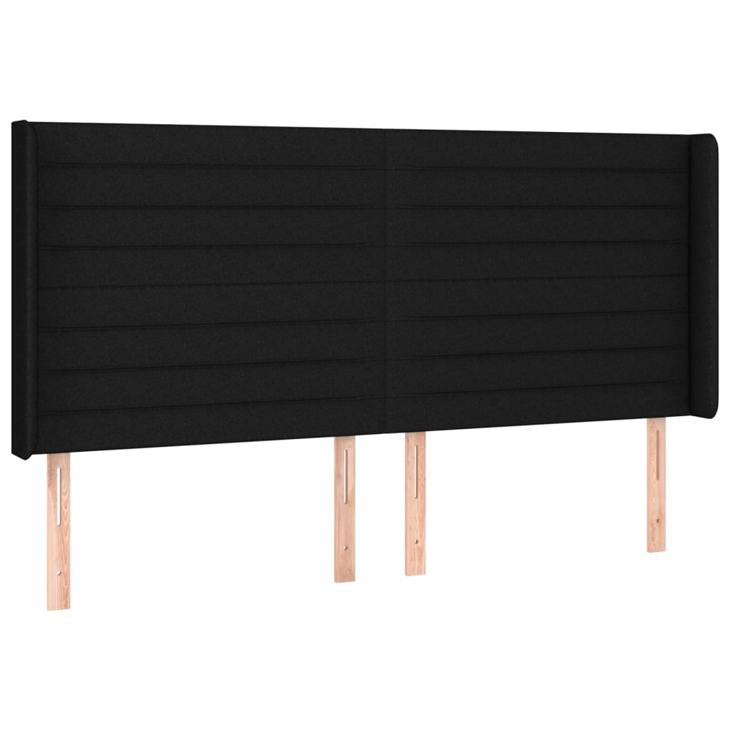 Κρεβάτι Boxspring με Στρώμα & LED Μαύρο 200x200 εκ. Υφασμάτινο