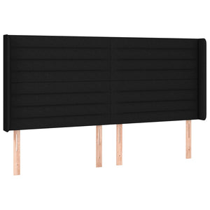 Κρεβάτι Boxspring με Στρώμα & LED Μαύρο 200x200 εκ. Υφασμάτινο
