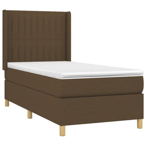 Κρεβάτι Boxspring με Στρώμα & LED Σκ.Καφέ 90x190 εκ. Υφασμάτινο