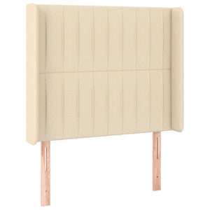 Κρεβάτι Boxspring με Στρώμα & LED Κρεμ 90x200 εκ. Υφασμάτινο