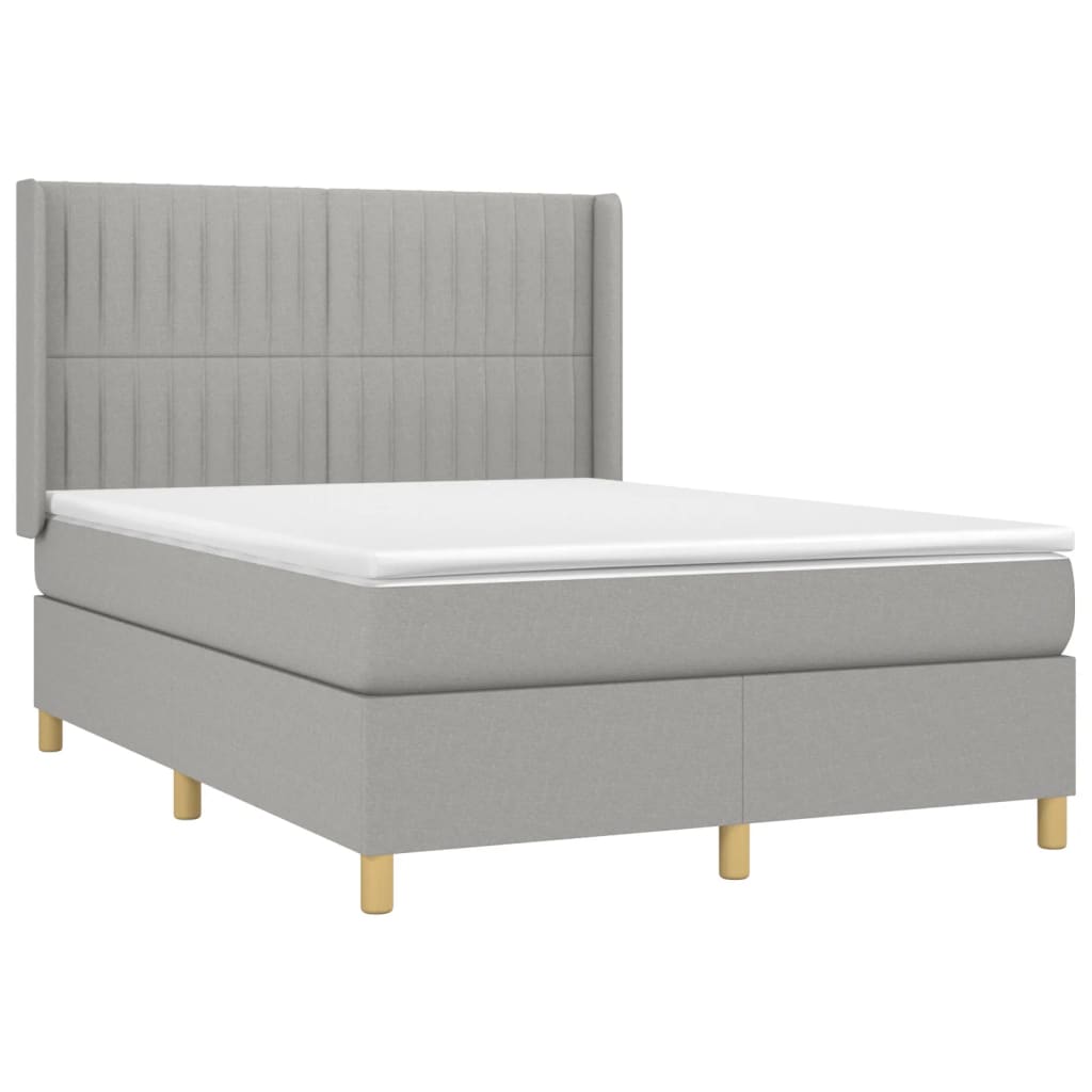 Κρεβάτι Boxspring με Στρώμα & LED Αν.Γκρι 140x190εκ. Υφασμάτινο