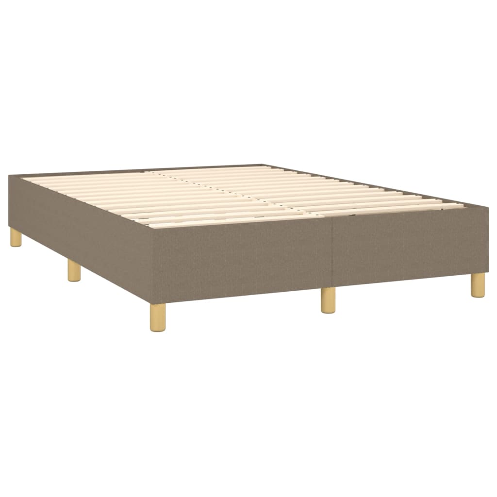 Κρεβάτι Boxspring με Στρώμα & LED Taupe 140x190 εκ. Υφασμάτινο