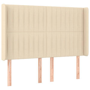 Κρεβάτι Boxspring με Στρώμα & LED Κρεμ 140x190 εκ. Υφασμάτινο - Pakobazaar