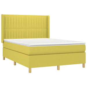 Κρεβάτι Boxspring με Στρώμα & LED Πράσινο 140x190 εκ Υφασμάτινο