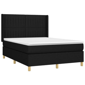 Κρεβάτι Boxspring με Στρώμα & LED Μαύρο 140x200 εκ. Υφασμάτινο