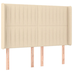 Κρεβάτι Boxspring με Στρώμα & LED Κρεμ 140x200 εκ. Υφασμάτινο