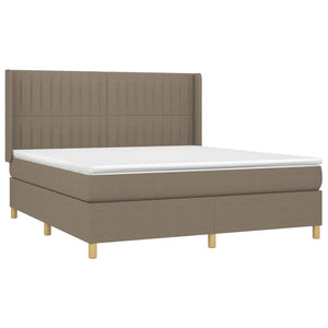 Κρεβάτι Boxspring με Στρώμα & LED Taupe 160x200 εκ. Υφασμάτινο
