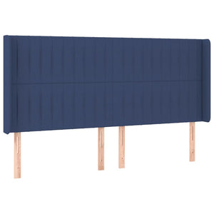 Κρεβάτι Boxspring με Στρώμα & LED Μπλε 160x200 εκ. Υφασμάτινο