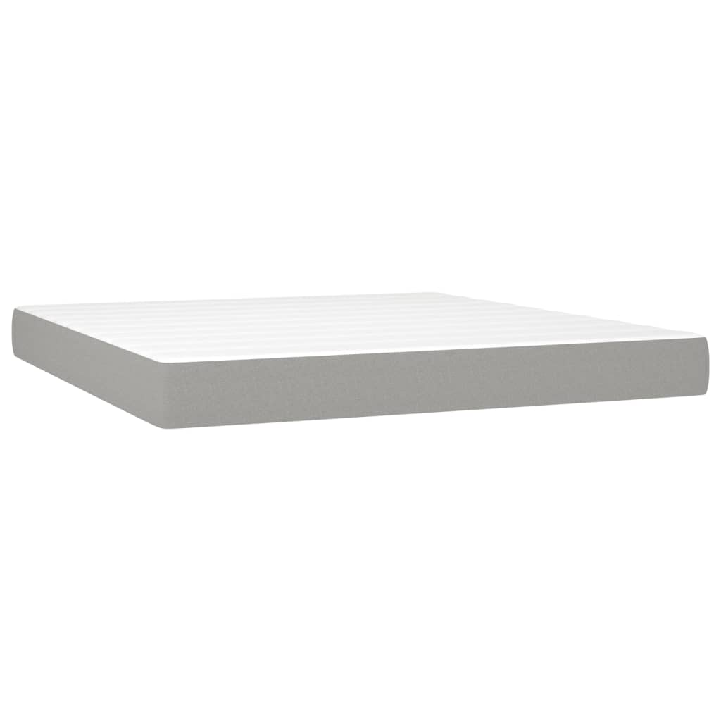 Κρεβάτι Boxspring με Στρώμα & LED Αν.Γκρι 180x200εκ. Υφασμάτινο