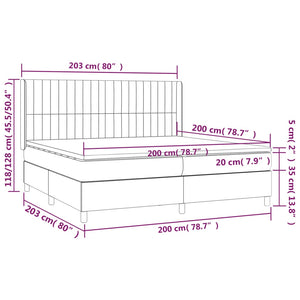 Κρεβάτι Boxspring με Στρώμα & LED Πράσινο 200x200 εκ Υφασμάτινο
