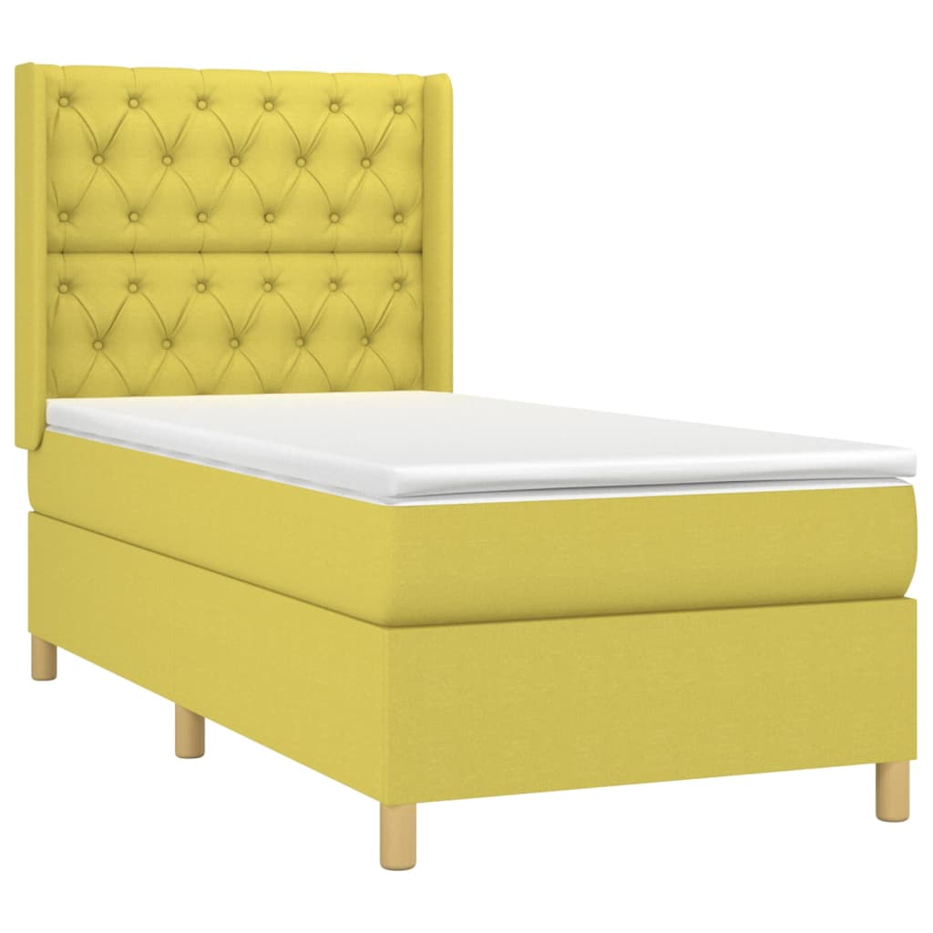 Κρεβάτι Boxspring με Στρώμα & LED Πράσινο 80x200 εκ. Υφασμάτινο