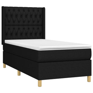 Κρεβάτι Boxspring με Στρώμα & LED Μαύρο 90x190 εκ. Υφασμάτινο