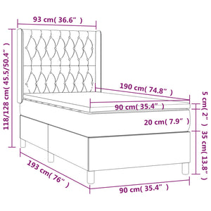 Κρεβάτι Boxspring με Στρώμα & LED Σκ.Καφέ 90x190 εκ. Υφασμάτινο