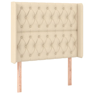 Κρεβάτι Boxspring με Στρώμα & LED Κρεμ 90x190 εκ. Υφασμάτινο