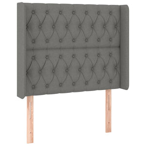 Κρεβάτι Boxspring με Στρώμα & LED Σκ.Γκρι 90x200 εκ. Υφασμάτινο