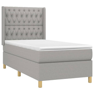 Κρεβάτι Boxspring με Στρώμα & LED Αν.Γκρι 100x200εκ. Υφασμάτινο