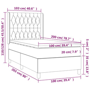 Κρεβάτι Boxspring με Στρώμα & LED Μαύρο 100x200 εκ. Υφασμάτινο