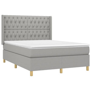 Κρεβάτι Boxspring με Στρώμα & LED Αν.Γκρι 140x190εκ. Υφασμάτινο