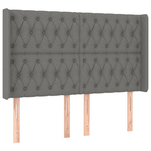 Κρεβάτι Boxspring με Στρώμα & LED Σκ.Γκρι 140x190εκ. Υφασμάτινο