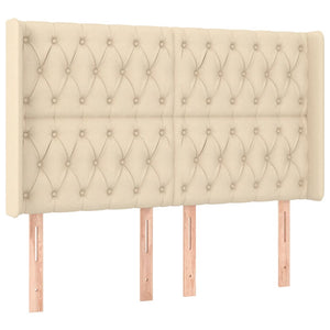 Κρεβάτι Boxspring με Στρώμα & LED Κρεμ 140x190 εκ. Υφασμάτινο - Pakobazaar