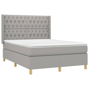 Κρεβάτι Boxspring με Στρώμα & LED Αν.Γκρι 140x200εκ. Υφασμάτινο