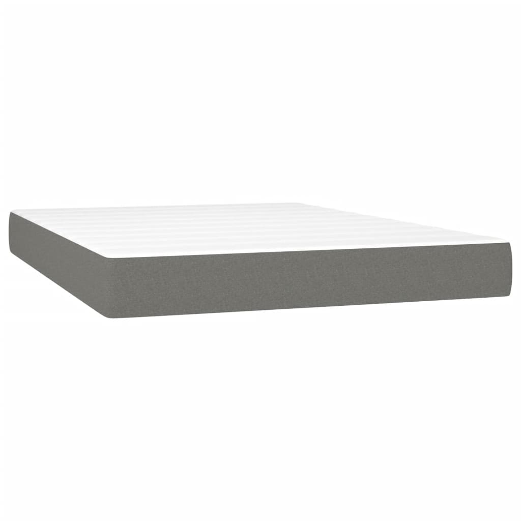 Κρεβάτι Boxspring με Στρώμα & LED Σκ.Γκρι 140x200 εκ Υφασμάτινο