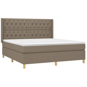 Κρεβάτι Boxspring με Στρώμα & LED Taupe 160x200 εκ. Υφασμάτινο - Pakobazaar