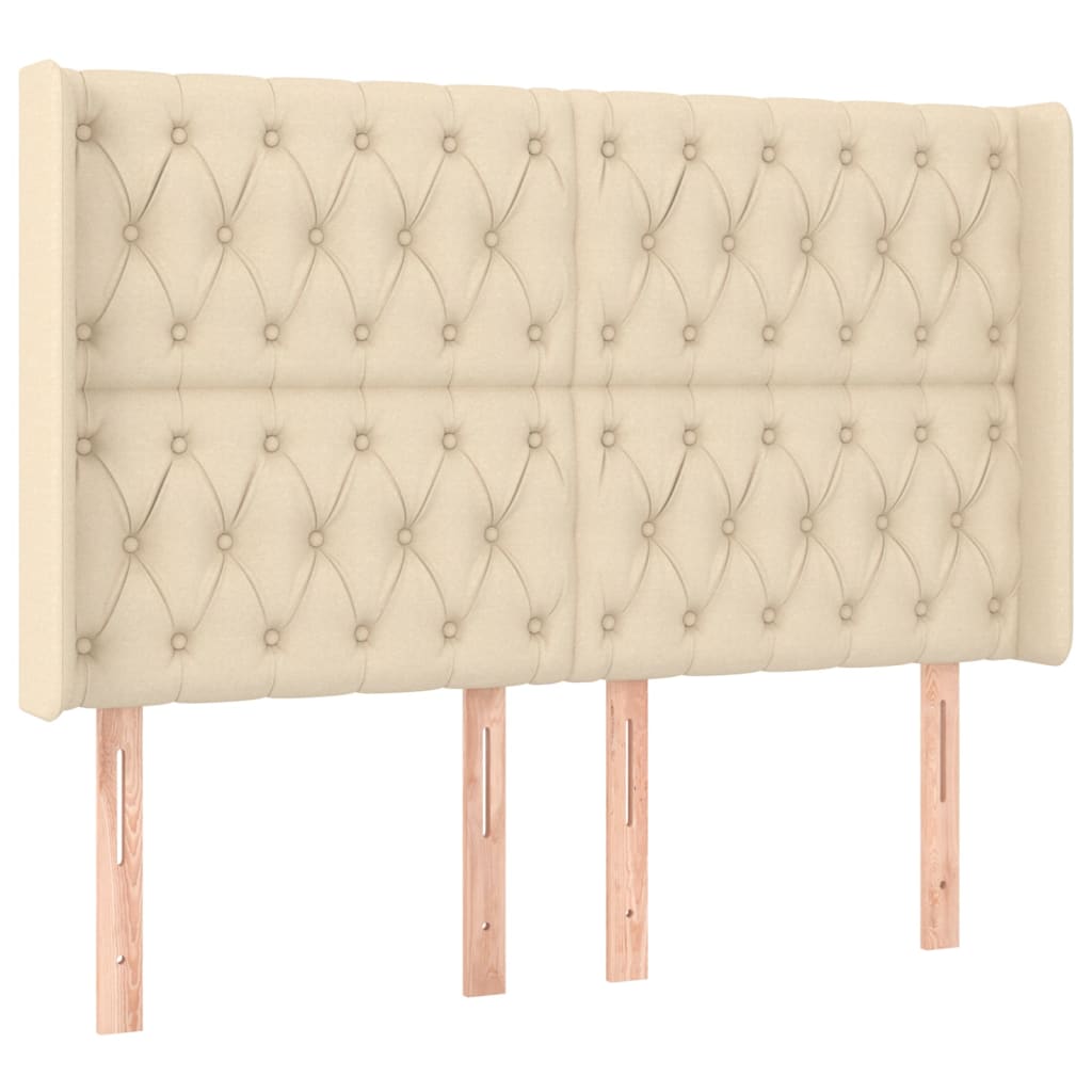 Κρεβάτι Boxspring με Στρώμα & LED Κρεμ 160x200 εκ. Υφασμάτινο