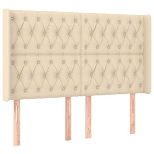 Κρεβάτι Boxspring με Στρώμα & LED Κρεμ 160x200 εκ. Υφασμάτινο