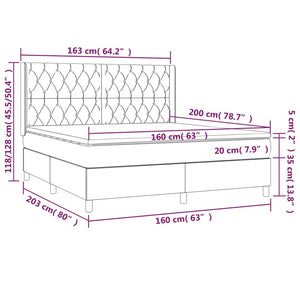 Κρεβάτι Boxspring με Στρώμα & LED Κρεμ 160x200 εκ. Υφασμάτινο