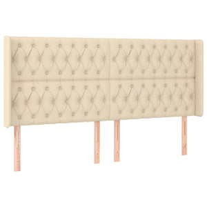 Κρεβάτι Boxspring με Στρώμα & LED Κρεμ 180x200 εκ. Υφασμάτινο