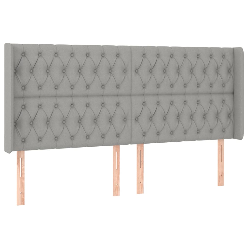 Κρεβάτι Boxspring με Στρώμα & LED Αν.Γκρι 200x200εκ. Υφασμάτινο