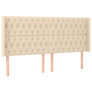 Κρεβάτι Boxspring με Στρώμα & LED Κρεμ 200x200 εκ. Υφασμάτινο