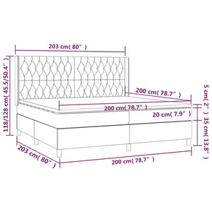Κρεβάτι Boxspring με Στρώμα & LED Κρεμ 200x200 εκ. Υφασμάτινο