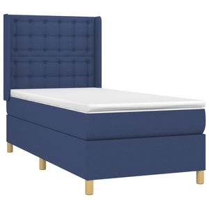 Κρεβάτι Boxspring με Στρώμα & LED Μπλε 80x200 εκ. Υφασμάτινο