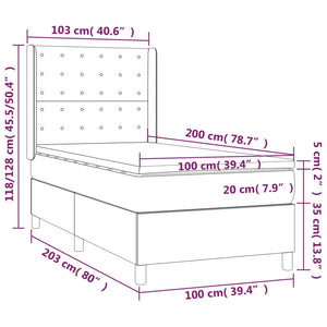 Κρεβάτι Boxspring με Στρώμα & LED Πράσινο 100x200 εκ Υφασμάτινο