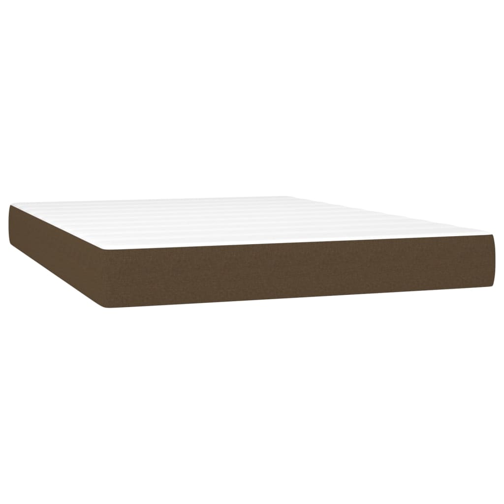 Κρεβάτι Boxspring με Στρώμα & LED Σκ.Καφέ 140x190εκ. Υφασμάτινο - Pakobazaar