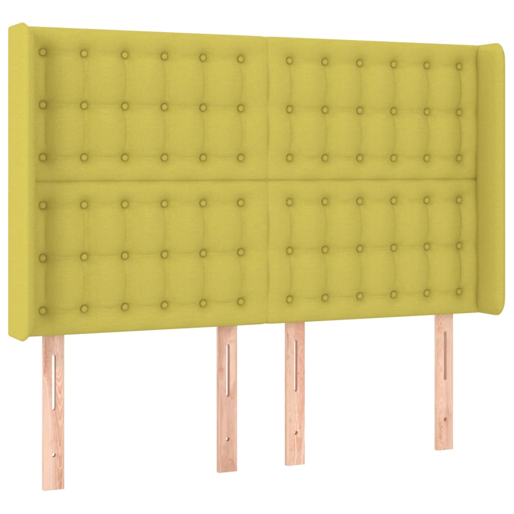 Κρεβάτι Boxspring με Στρώμα & LED Πράσινο 140x190 εκ Υφασμάτινο