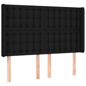 Κρεβάτι Boxspring με Στρώμα & LED Μαύρο 140x200 εκ. Υφασμάτινο