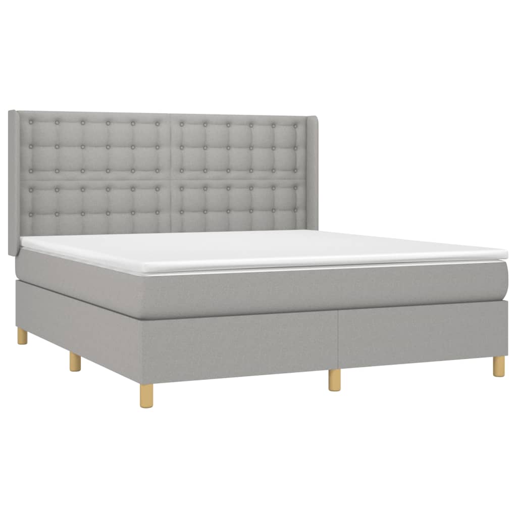 Κρεβάτι Boxspring με Στρώμα & LED Αν.Γκρι 160x200εκ. Υφασμάτινο