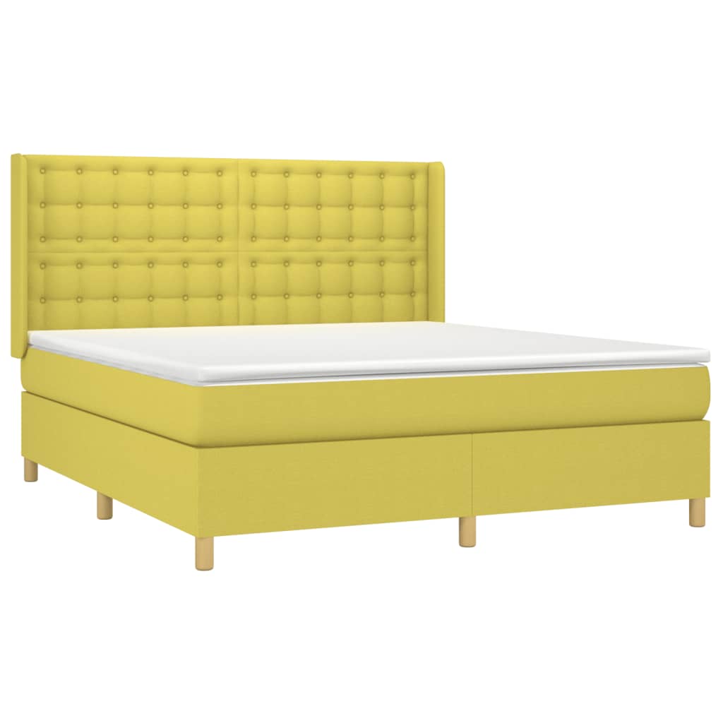 Κρεβάτι Boxspring με Στρώμα & LED Πράσινο 160x200 εκ Υφασμάτινο - Pakobazaar